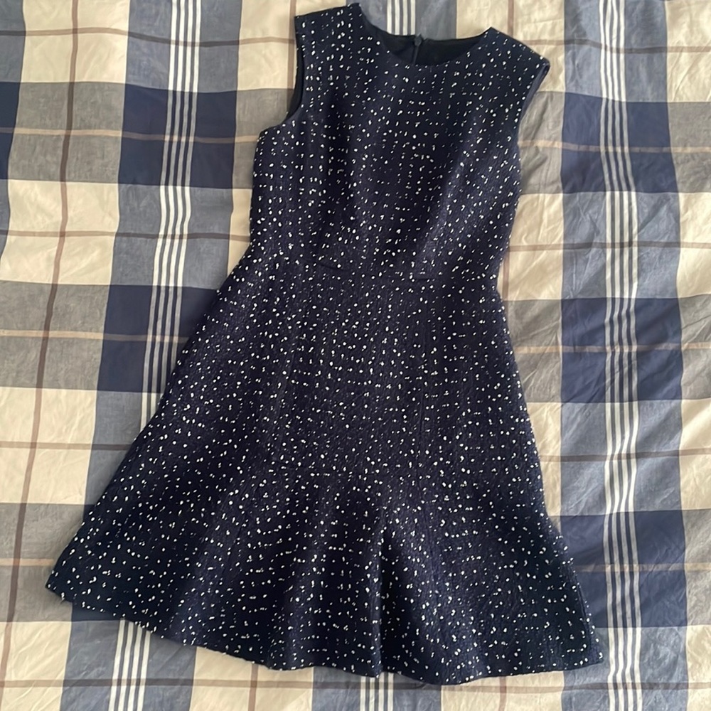J Crew tweed-like navy a line dress